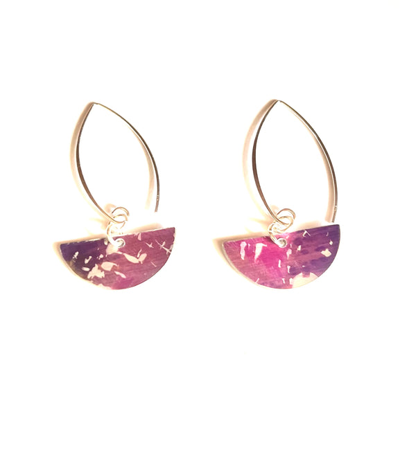 Pink and Purple Half moon shape anodized aluminium Earrings