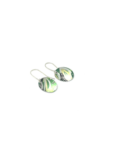 Brushed Green Oval Earrings