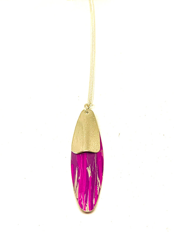 Pink/purple /silver drop necklace