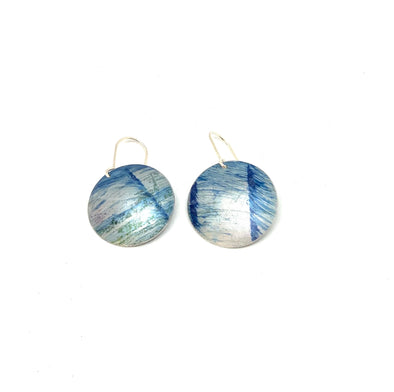 unique coloured anodised aluminium earrings,  hand printed to create subtle and delicate coloured jewelley perfect for any occasion womens jewellery, by rachel-stowe