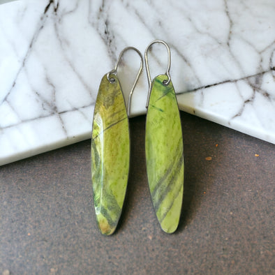 Lime/light green anodized aluminium earrings