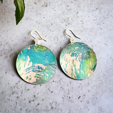 Extra large domed earrings inspired by the sea in Cornwall Rachel-stowe