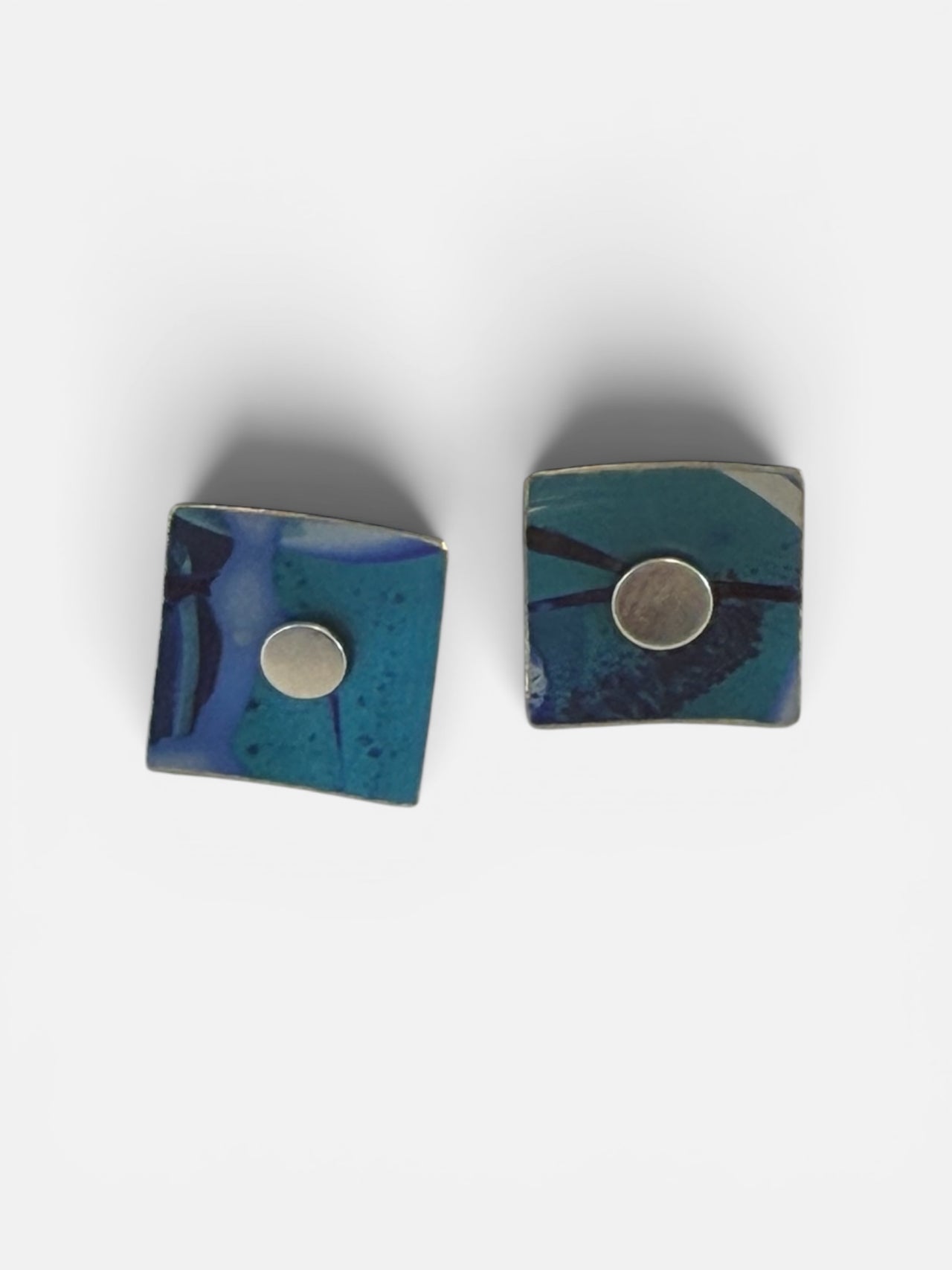Sterling silver and aluminium 2 in 1 stud Earrings .