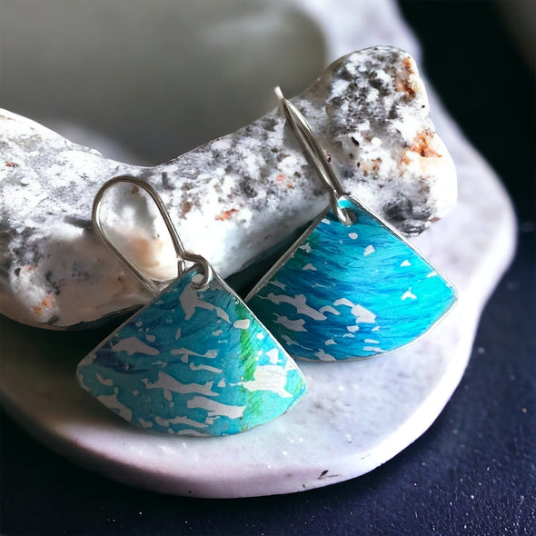 Turquoise fan shape style earrings rachel-stowe