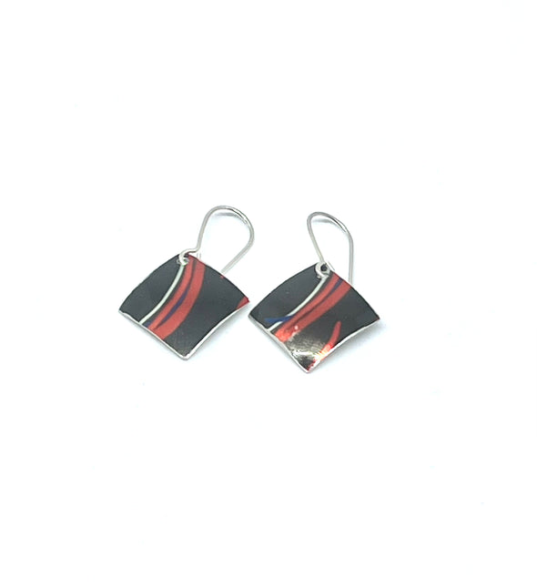 Glossy Black/Red/white Earrings