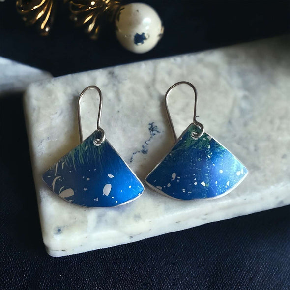 Blue Fan shape Earrings - Rachel Stowe 