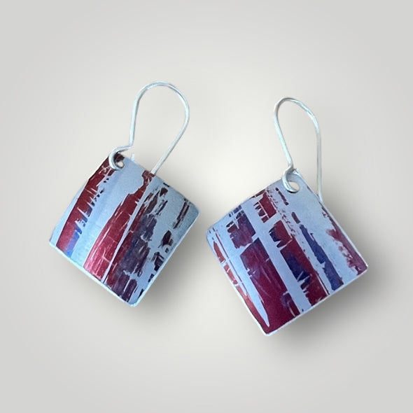 Red/orange/blue aluminium earrings Rachel-stowe