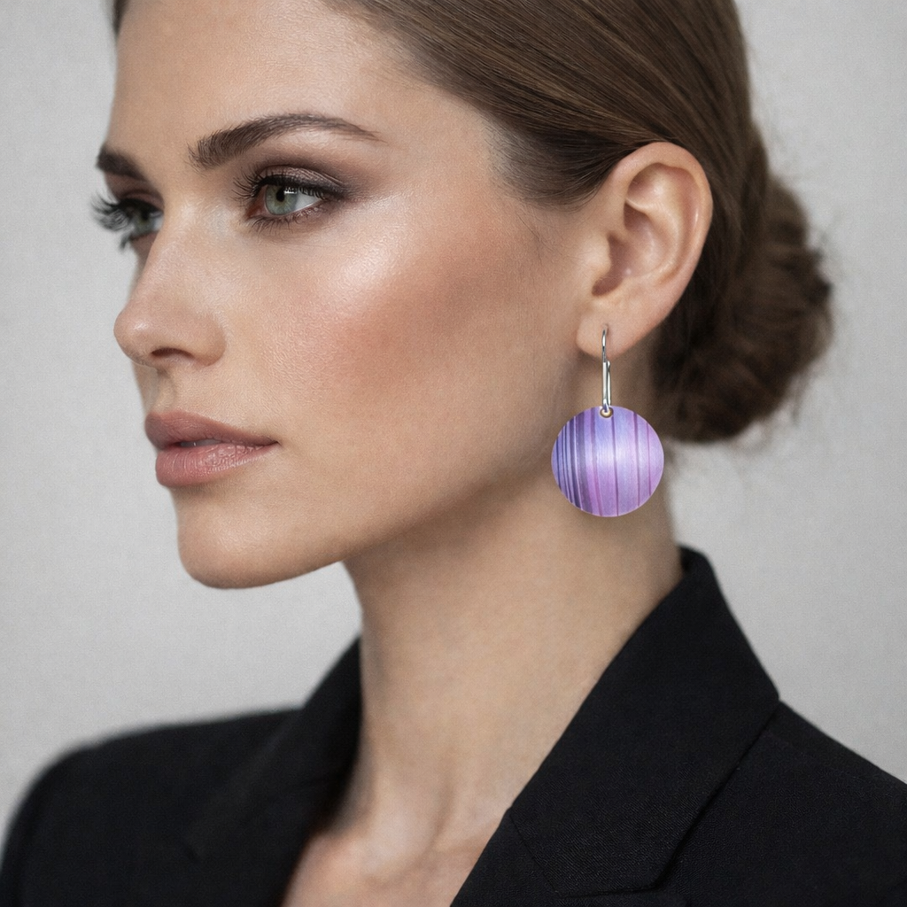 Aurora Purple Disk Earrings