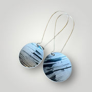 Black stripes long drop aluminium/silver earrings - Rachel Stowe 