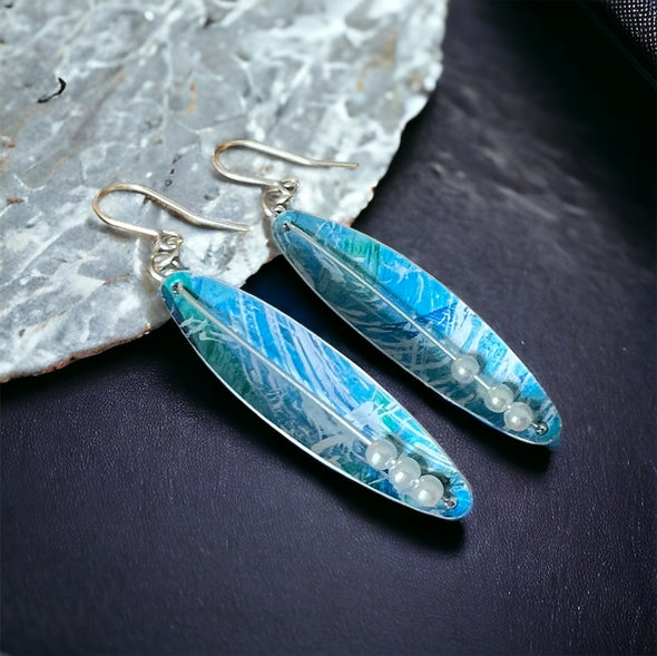 Seaweed style pod pearl earrings Rachel-stowe