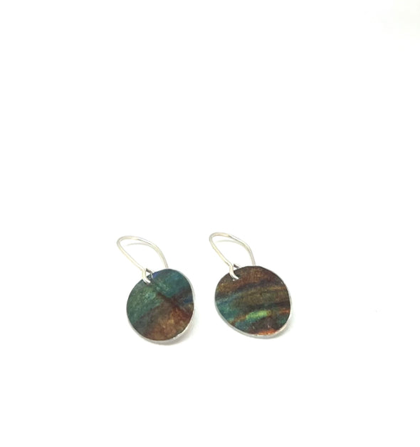 Glossy Earthy Green and brown Oval Earrings