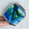 Blue -Green brush strokes compact mirror. - Rachel Stowe 