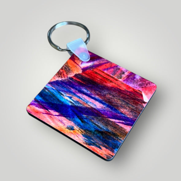 Keyring Hand-painted Red/Pink/Blue