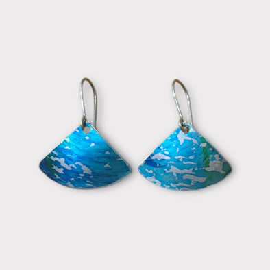 Turquoise sea blue fan shape earrings