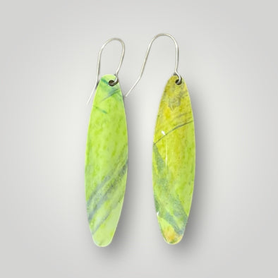 Lime/light green anodized aluminium earrings