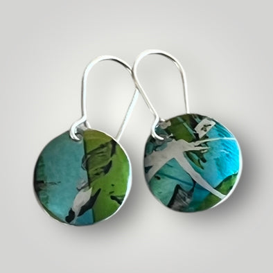 Lime green and sea blue earrings