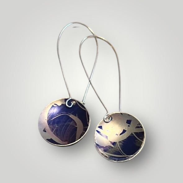 Blue/purple anodized aluminium earrings