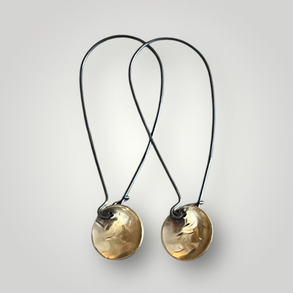 Black & Gold hammered disk earrings