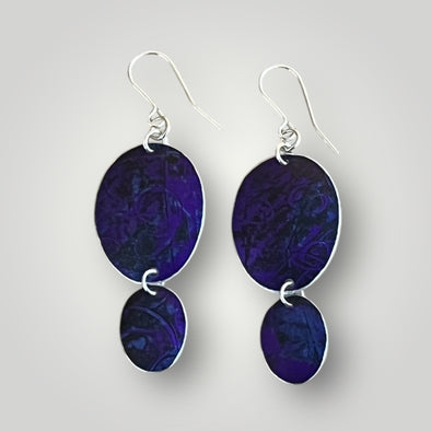 Deep Purple oval printed earrings