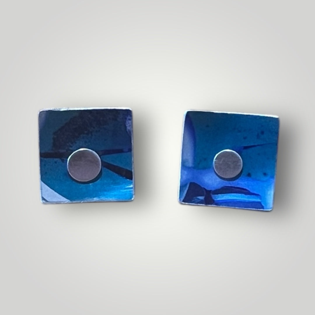 Blue Detachable silver stud and aluminium