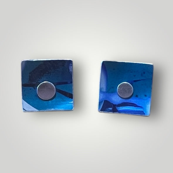 Blue Detachable silver stud and aluminium
