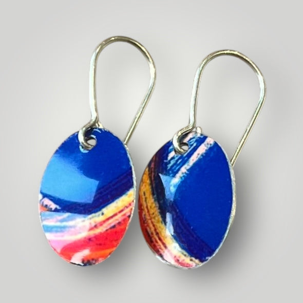 Blue Hawaii Oval Earrings