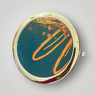 Teal blue compact mirror