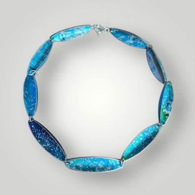 Turquoise sea blue clam inspired aluminium necklace