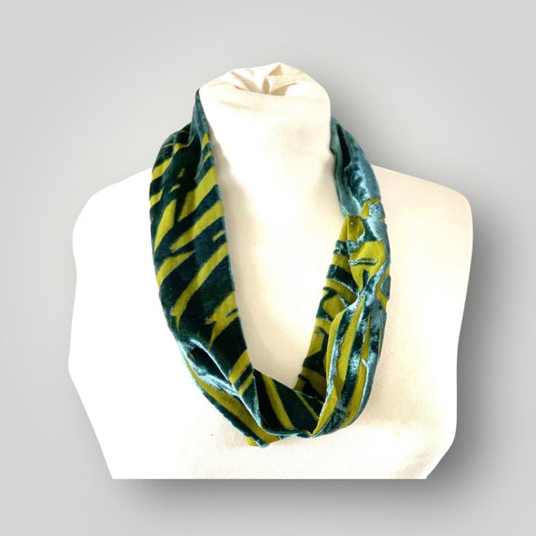 Green/Gold silk velvet  Snood