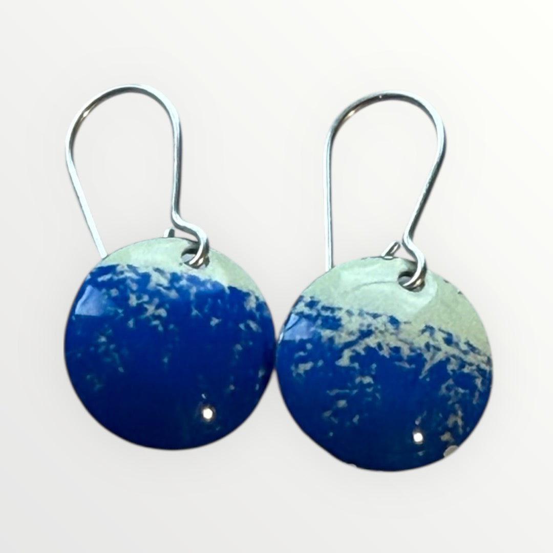 Coastal Blue Brushed & Cream Glossy Earrings