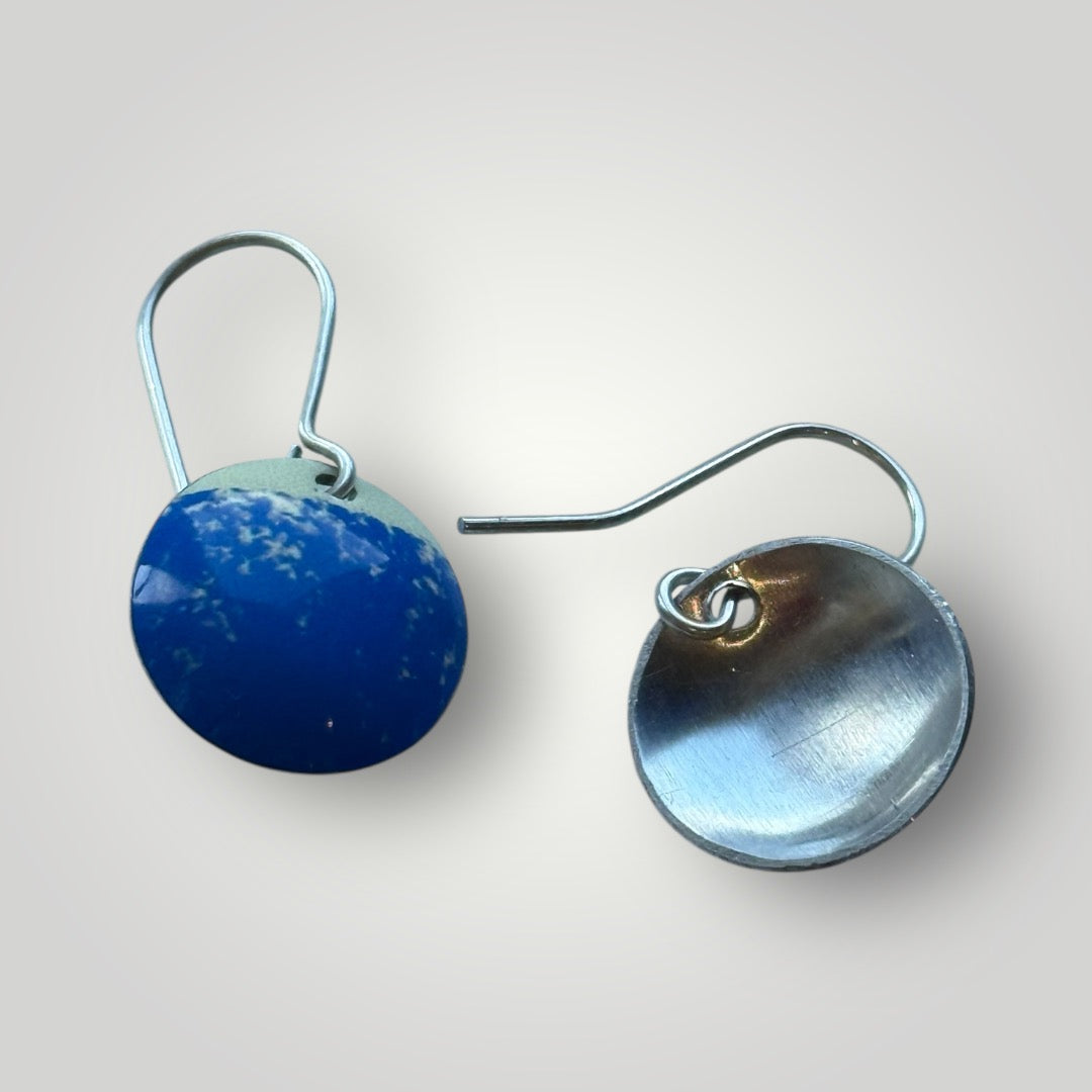 Coastal Blue Brushed & Cream Glossy Earrings