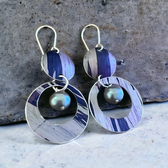 Purple pearl earrings Rachel-stowe