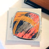 Compact Pocket Mirror Hand painted using textile powdered dyes. The perfect addition to your everyday essentials. Featuring two mirrors, it is ideal for whilst you are on the go. size 7cm x 7 cm Pink /Gold /Blue brush strokes of colour