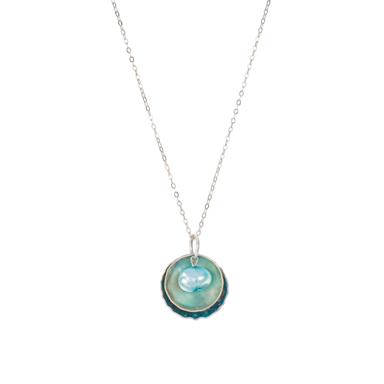 Pod style Necklace with a turquoise fresh water pearl