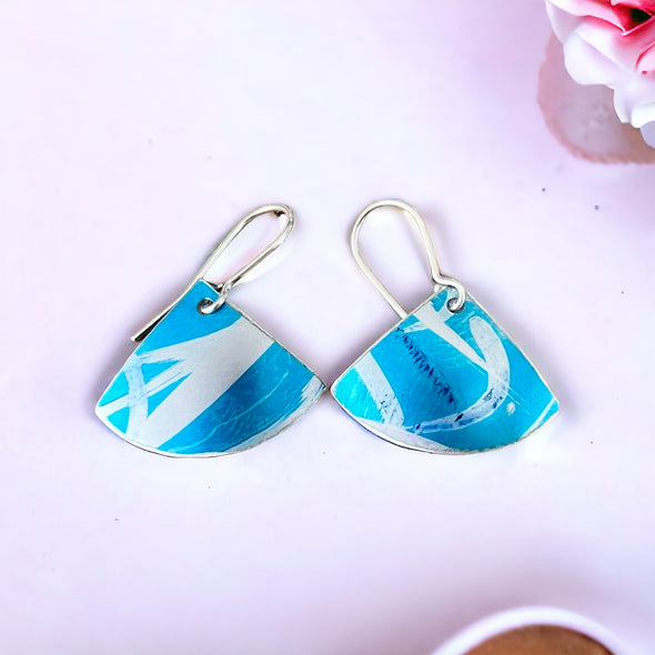 Turquoise fan shape earrings, Rachel Stowe