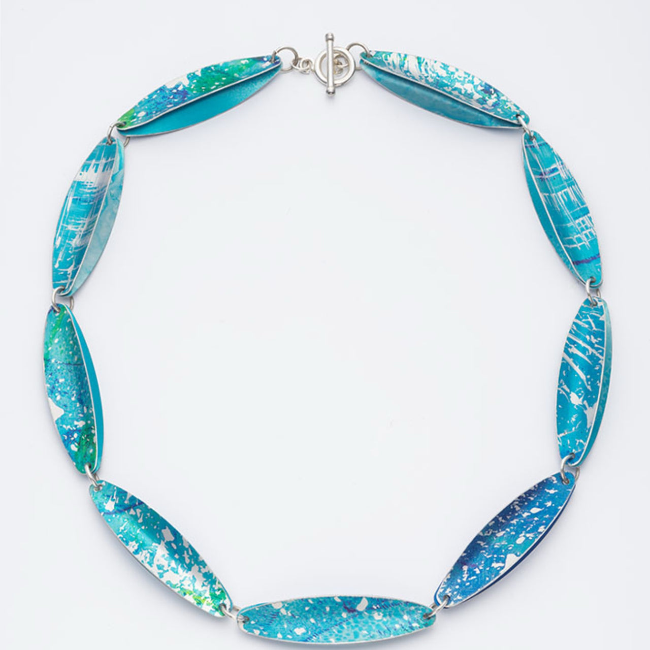 Turquoise sea blue clam inspired aluminium necklace