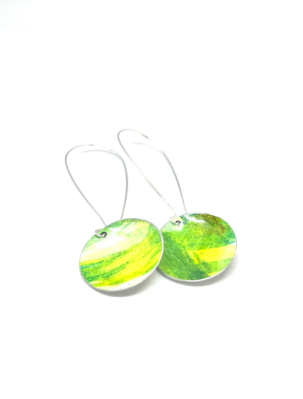 Spring green  blossom  floral coloured ping earrings
