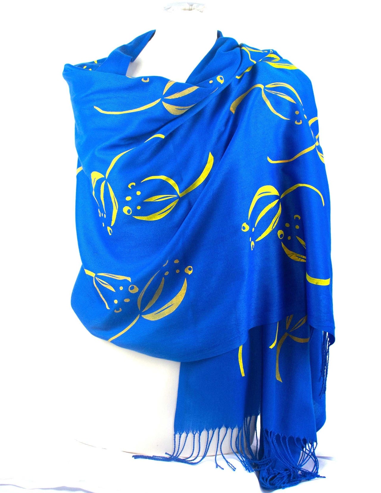 Bright Blue/yellow Designer Printed Scarf - Rachel Stowe 