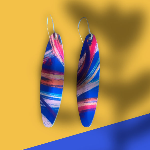 Blue Hawaii feather style Earrings