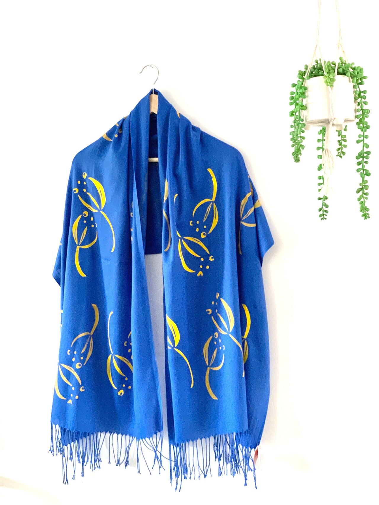 Bright Blue/yellow Designer Printed Scarf - Rachel Stowe 