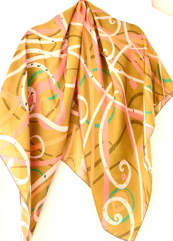 Mustard Movement designer silk scarf - Rachel Stowe 