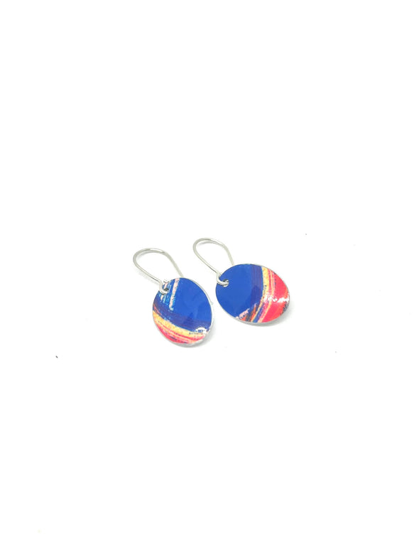 Blue Hawaii Oval Earrings