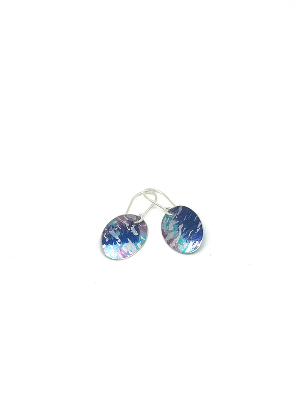 Speckled Blue & Pink Oval Earrings