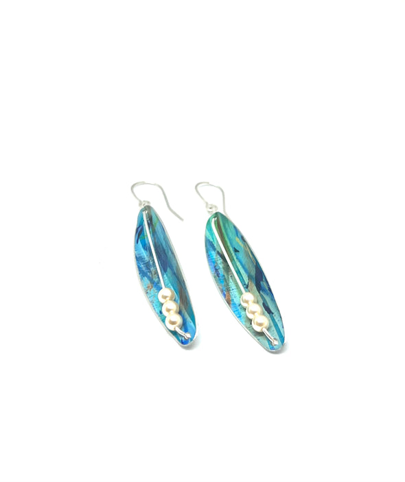 Peacock blues / pod style Earrings