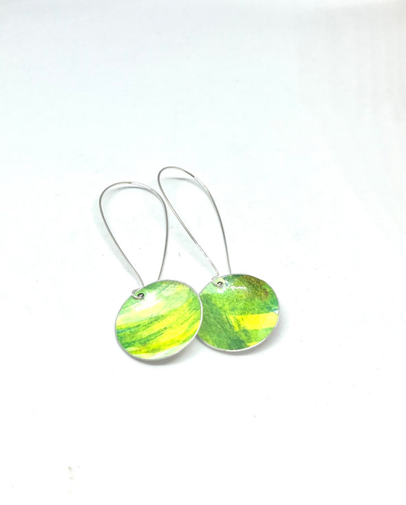 Spring green  blossom  floral coloured ping earrings
