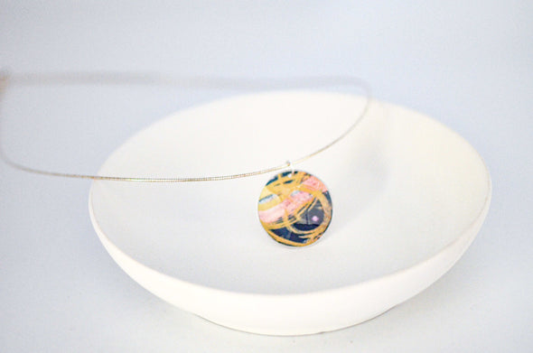 Swirls of Gold and Navy Necklace - Rachel Stowe 
