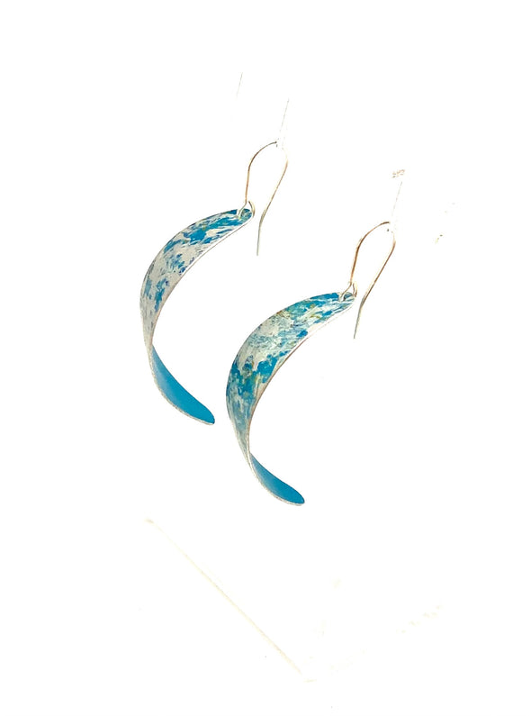 Turquoise | Curved | Blue | Coloured Aluminium Earrings