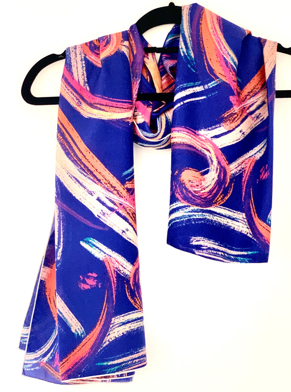 Digitally designed silk scarf by rachel-stowe blue hotel