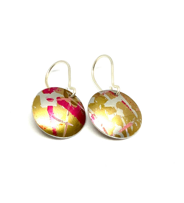 Gold / pink check Earrings