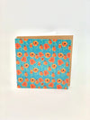 Poppies-greeting-card digital illustration in beautiful teal blues and orange-red dedigned by rachel-stowe